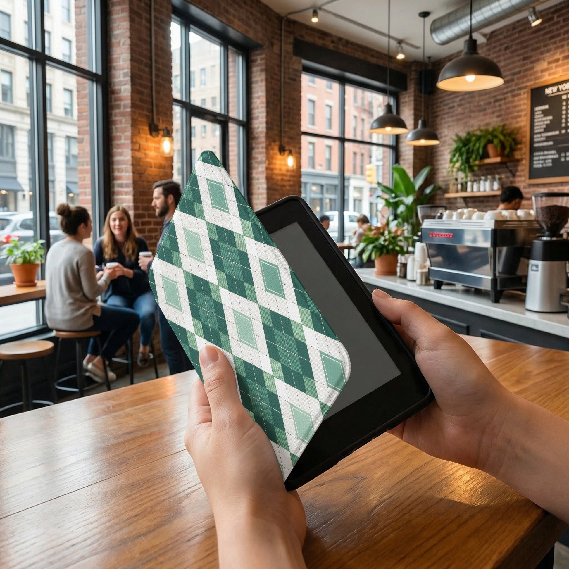 Green Argyle Pattern Tablet Sleeve Case Cover