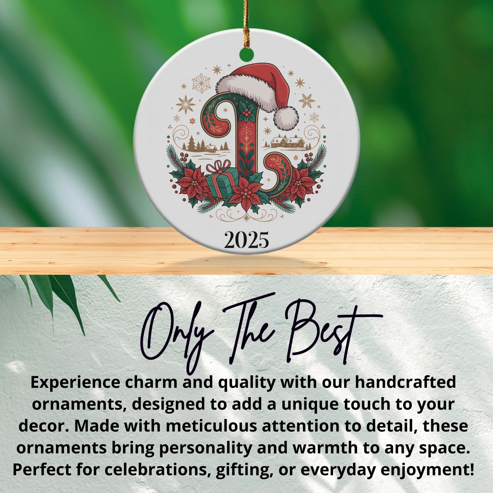 Personalized 2025 Santa Hat Christmas Ornament product type