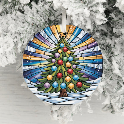 Colorful Christmas Tree Stained Glass Ornament product type