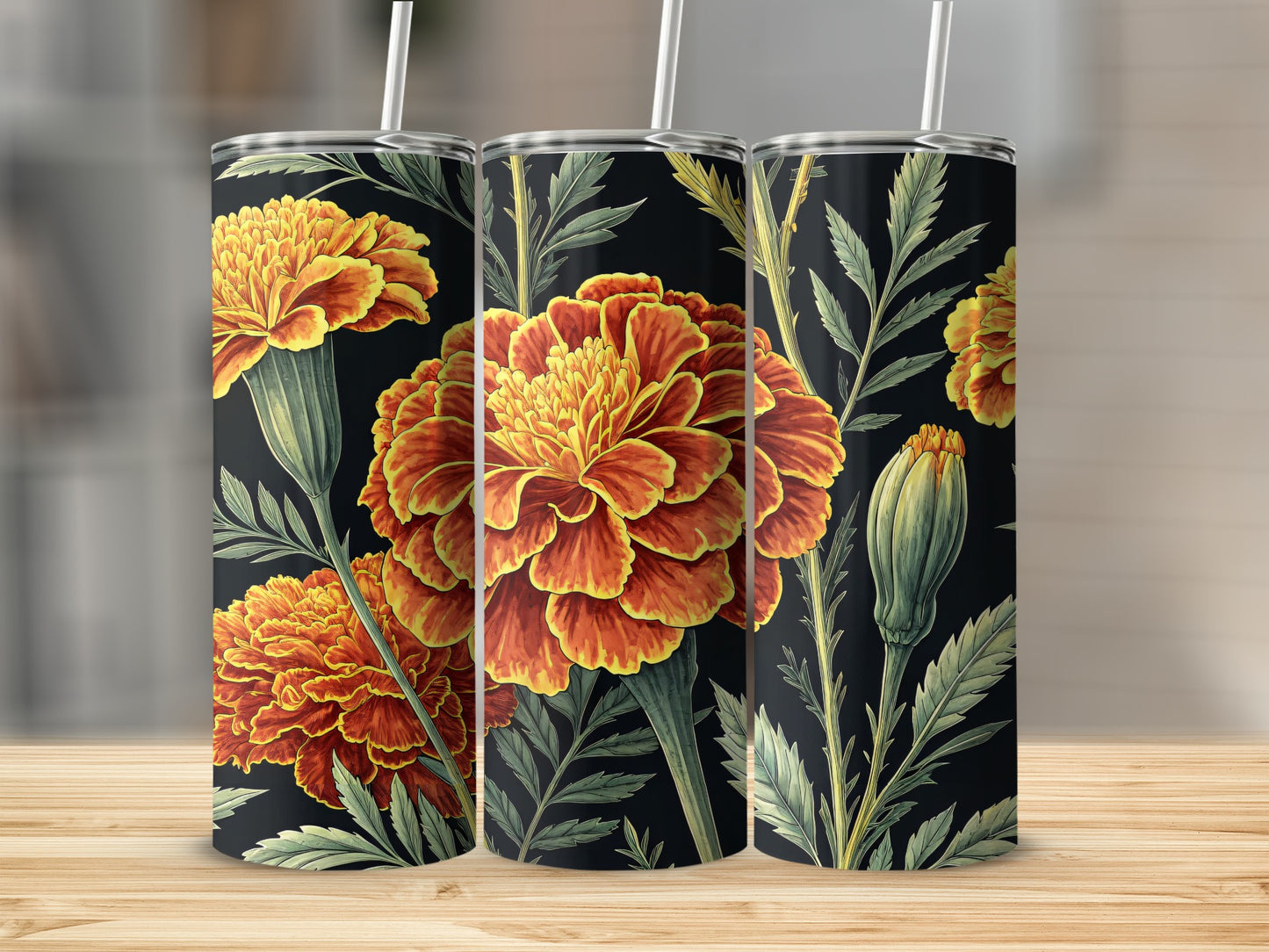 Vintage Floral Pattern Tall Skinny Tumbler