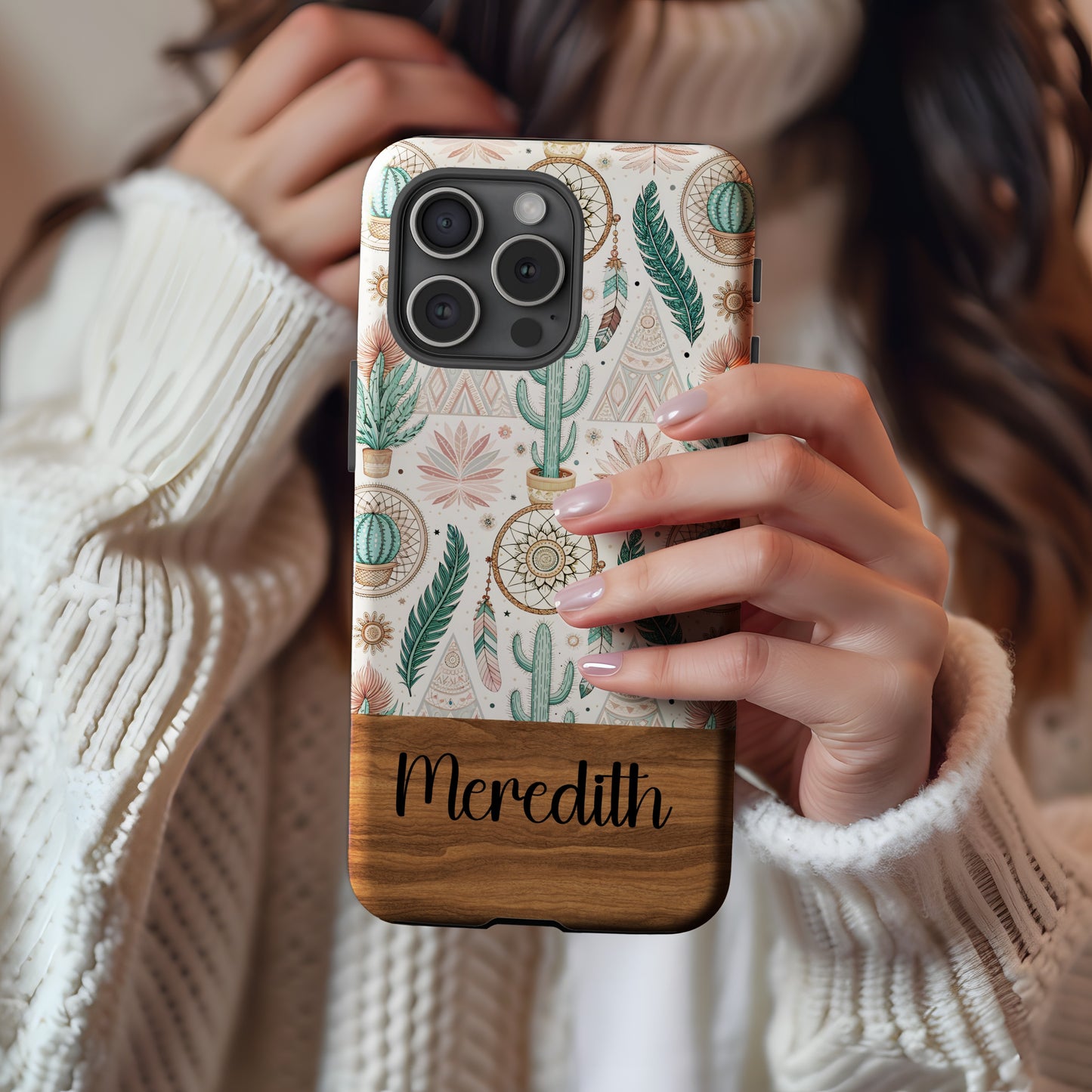 Personalized Cactus and Dreamcatcher Custom Phone Case