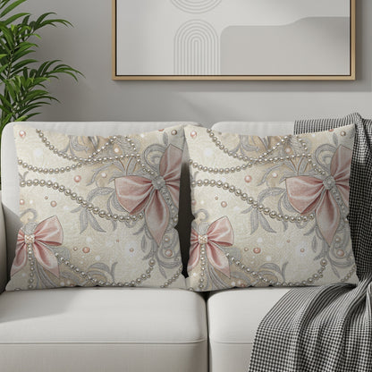 Glamorous Bows and Pearls Pattern Design Pillows & Pillow Cases - Walk Greener