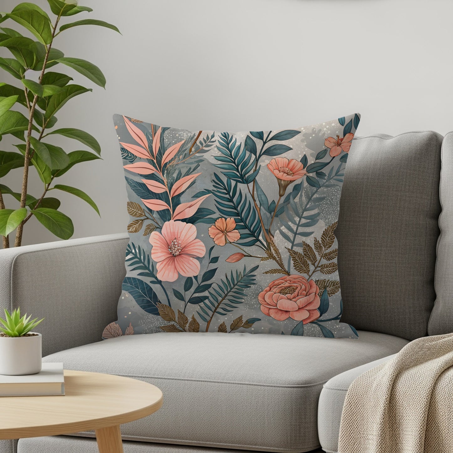 Elegant Botanical Floral Decorative Pillow Cover
