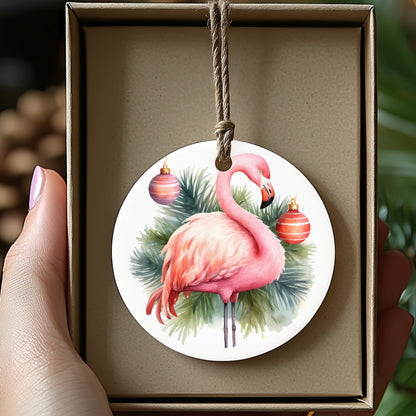 Festive Flamingo Hanging Ornament for Holiday Decor product
