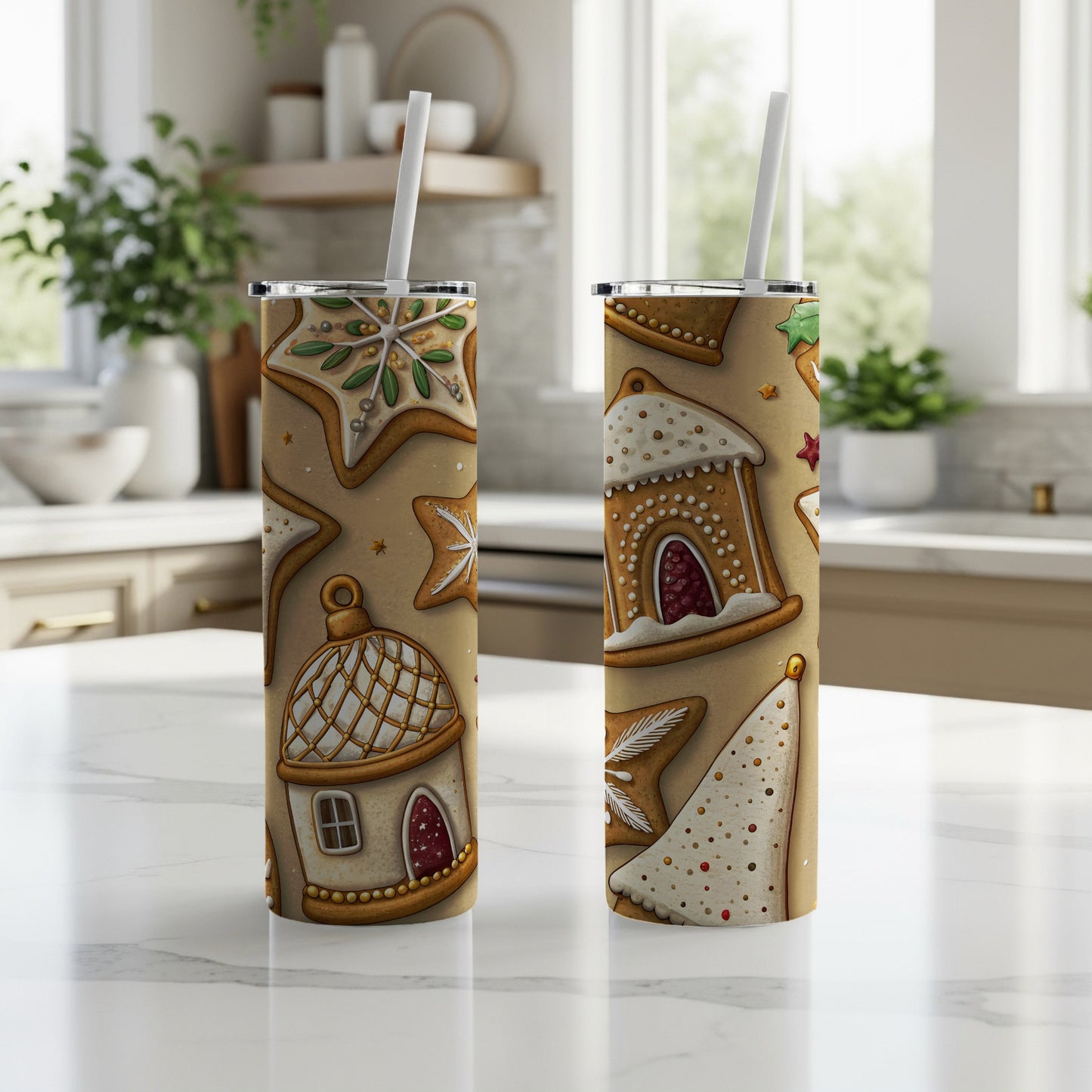 Festive Holiday Gingerbread Treats Pattern Design Tumbler - Walk Greener
