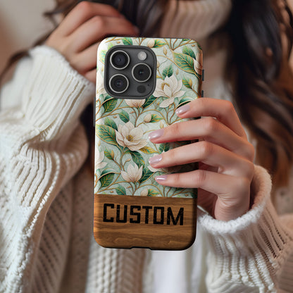Custom Floral Design Phone Case with Personalized Text