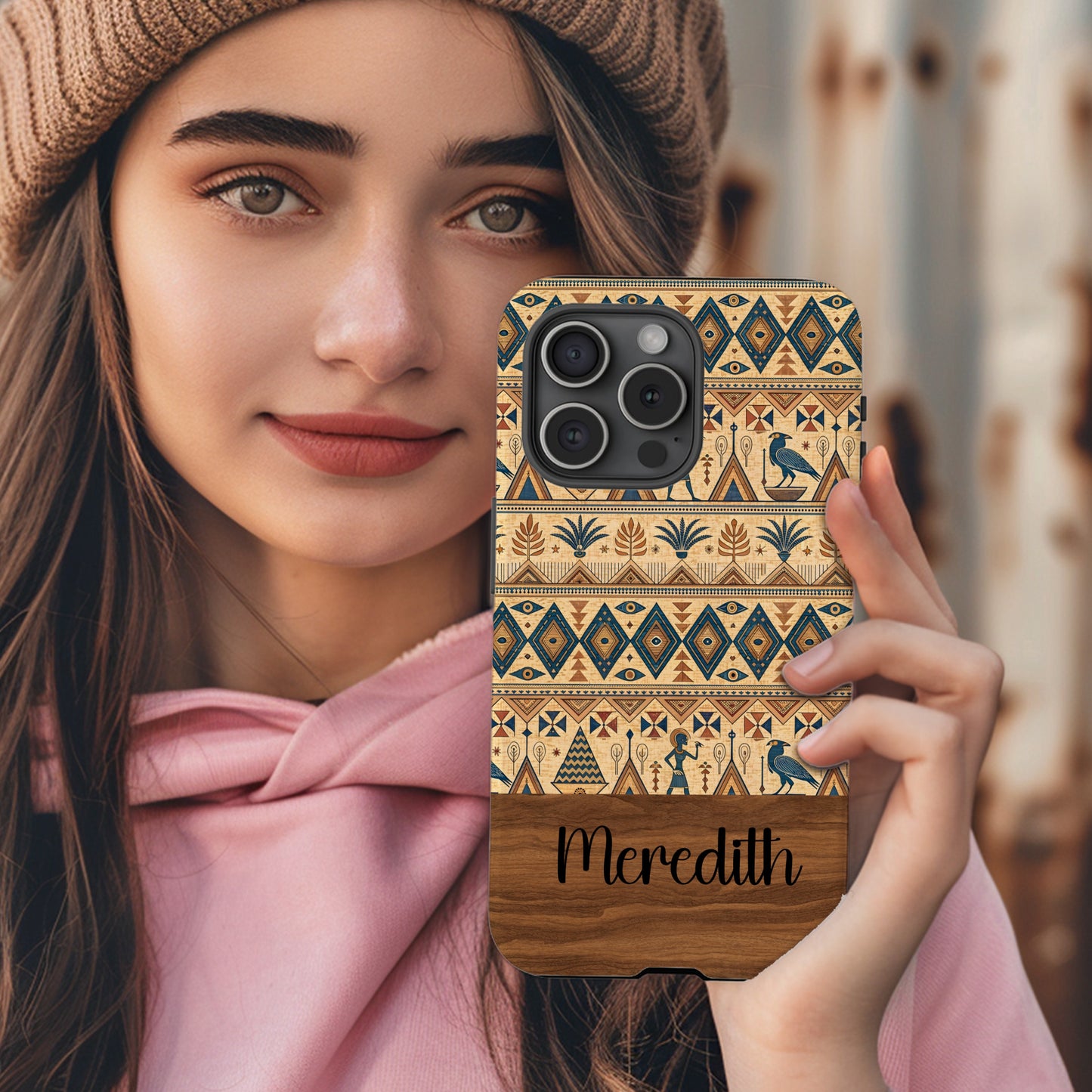 Egyptian Style Pattern with Figures Aztec Inspired Custom Phone Case - Walk Greener