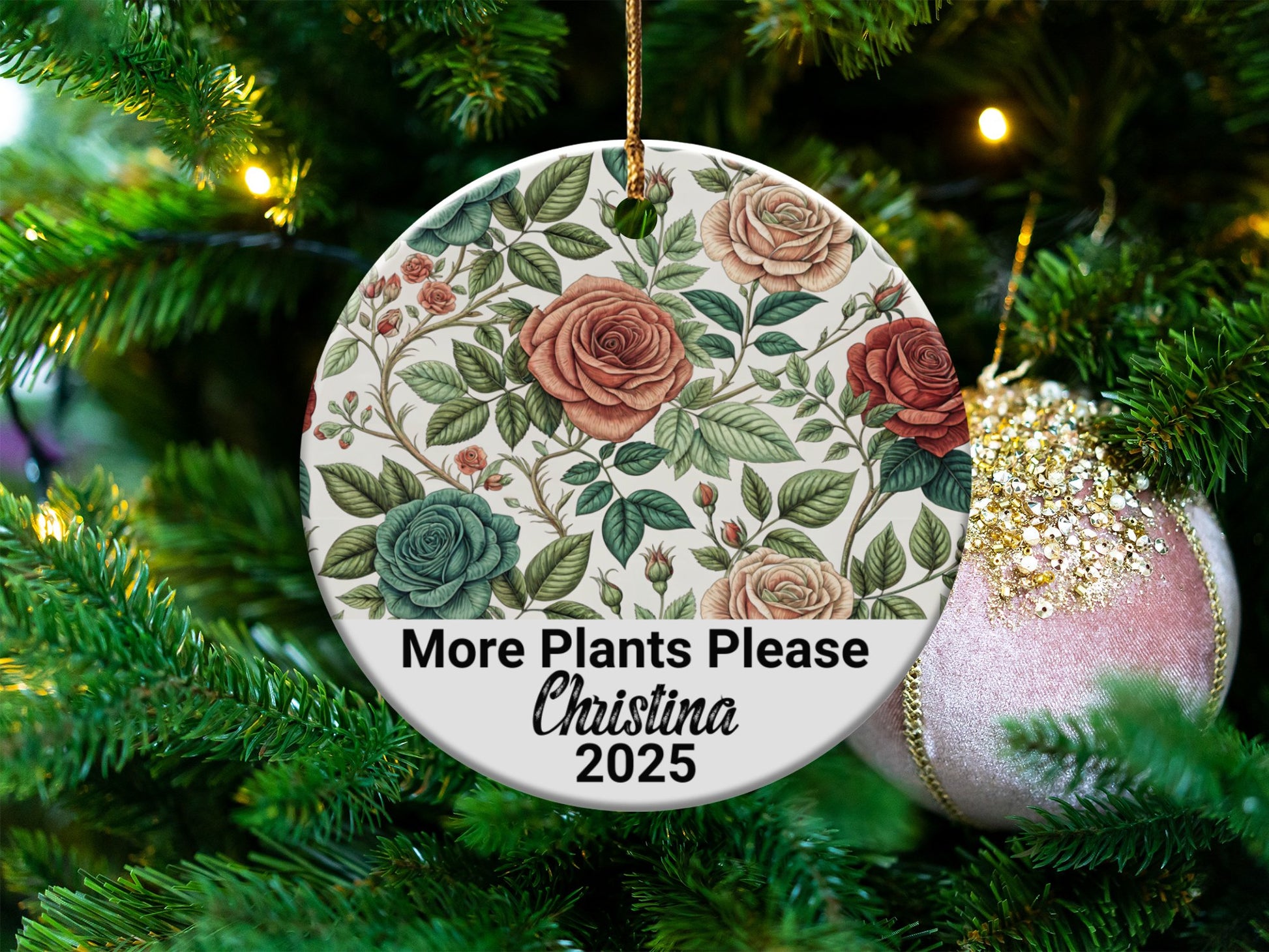 More Plants Please Personalized Round Ornament product