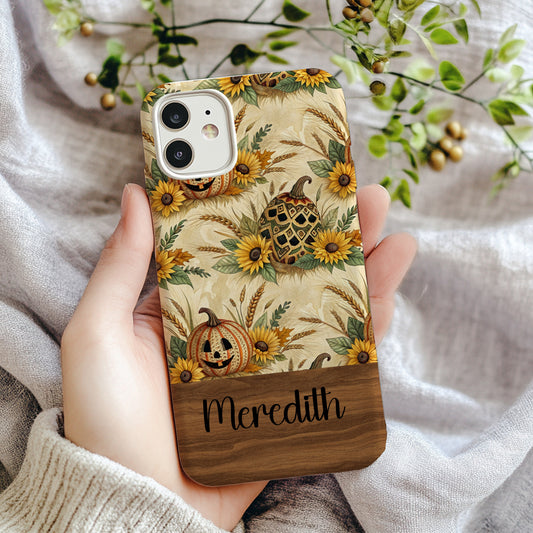 Personalized Autumn Sunflowers and Pumpkins Phone Case
