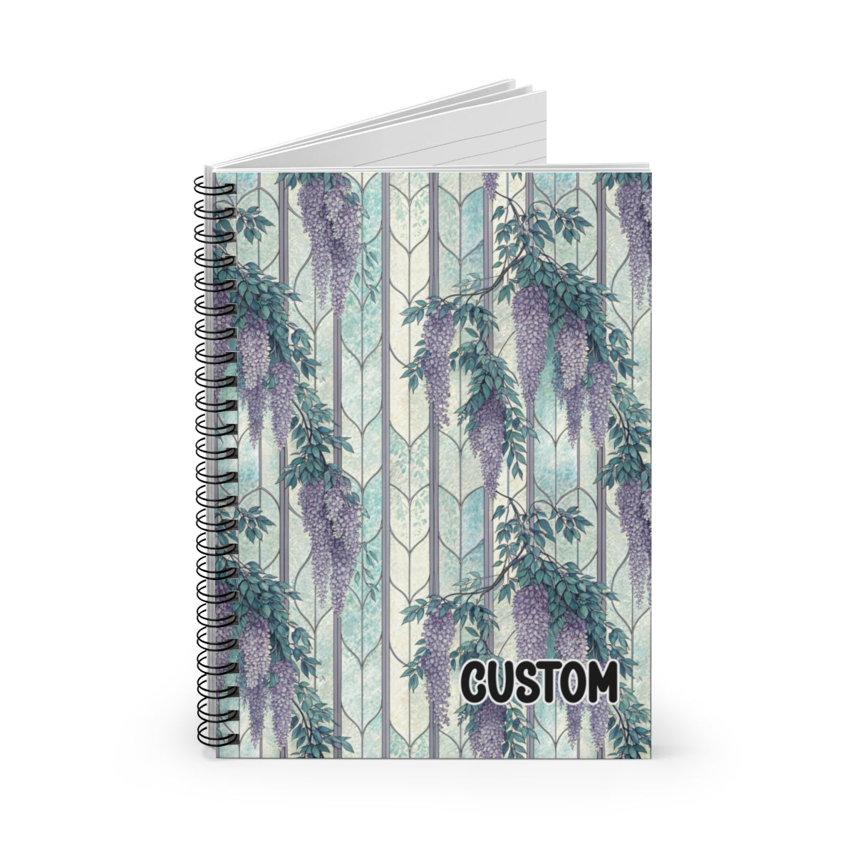 Custom Purple Floral Wisteria Pattern Spiral Notebook