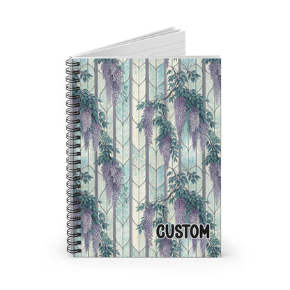Custom Purple Floral Wisteria Pattern Spiral Notebook