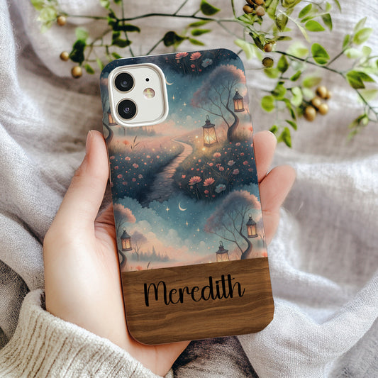 A Pathway with Lanterns in a Dreamy Field Custom Phone Case - Walk Greener
