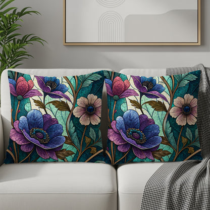 Elegant Floral Artwork Style Design Pattern on Canvas Throw Pillows - Walk Greener