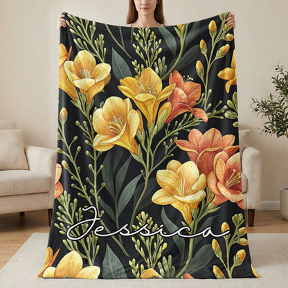 Floral Custom Name Design Perfect Gifts Custom Blanket - Walk Greener