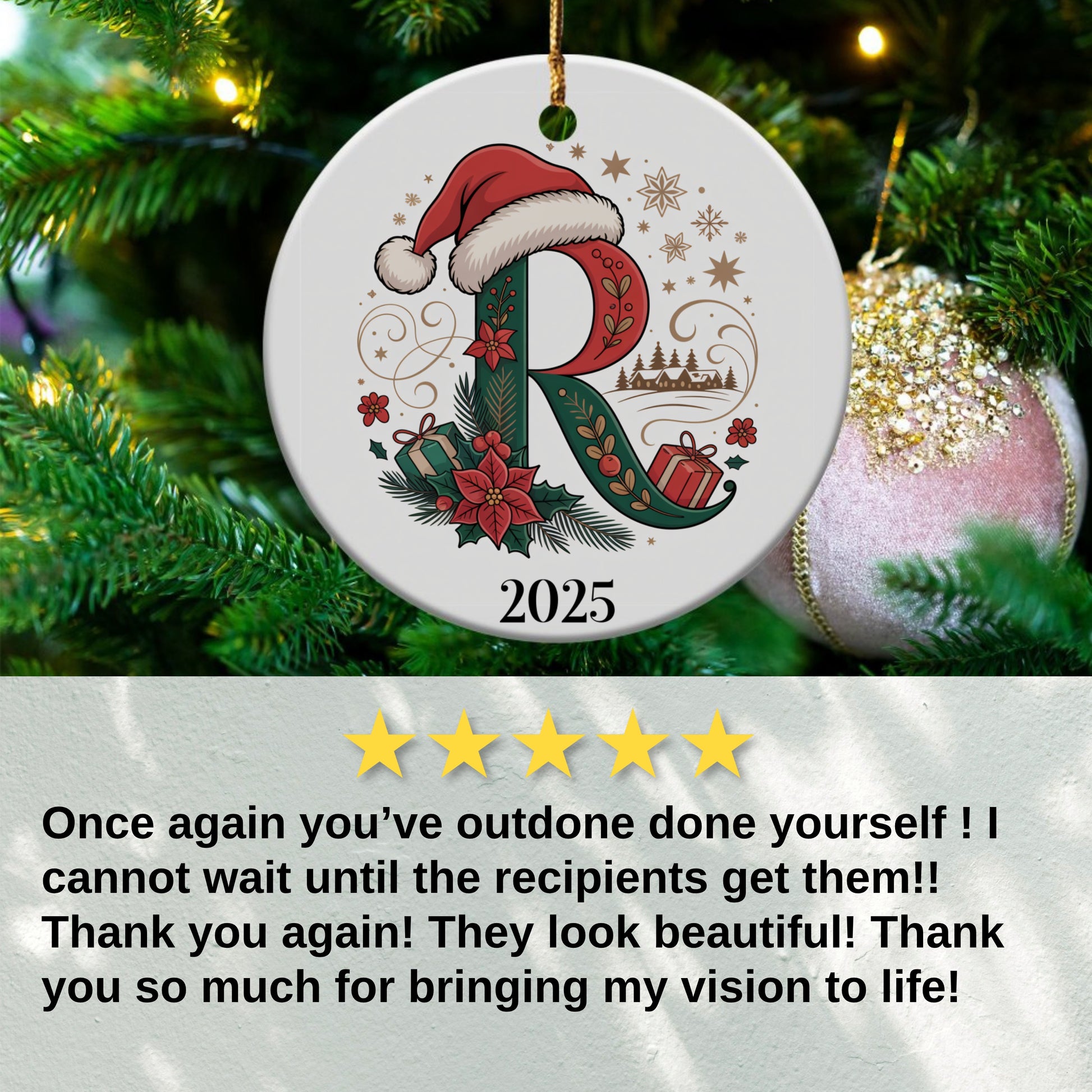 Christmas Tree Ornament with Letter R design product