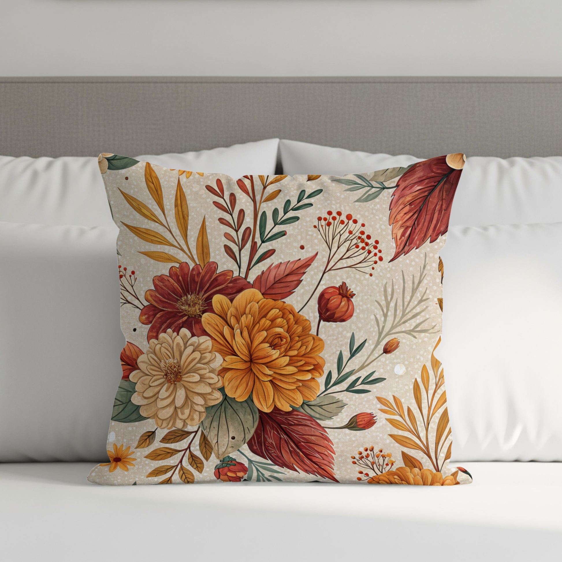 Autumnal Floral Pattern Decorative Cushion Pillow