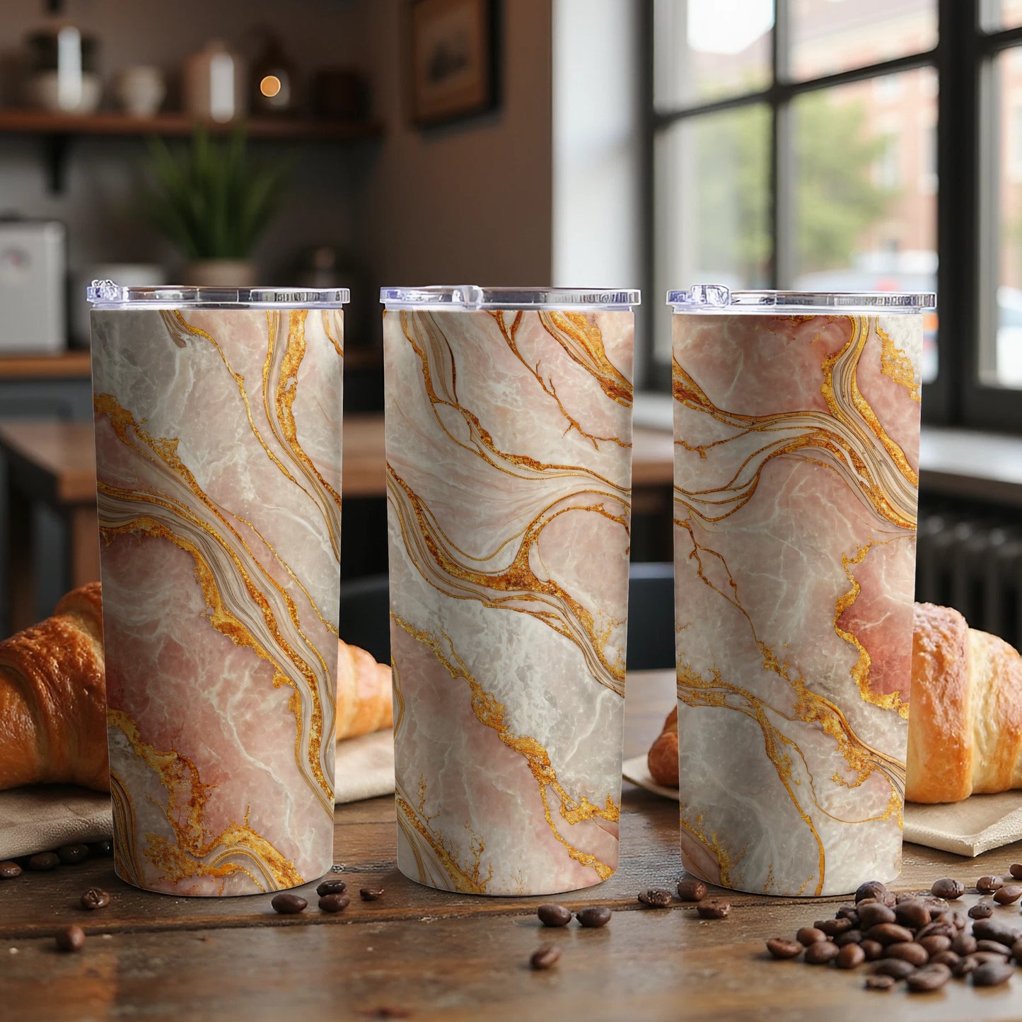 Abstract Marble Pattern Double-Wall Insulated Tumblers
