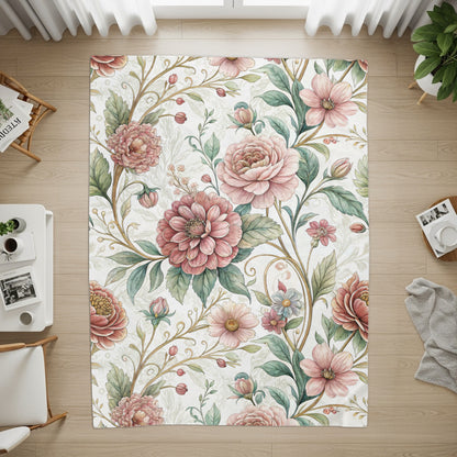 Elegant Botanical Garden Inspired Floral Art Design Velveteen Plush Blankets - Walk Greener