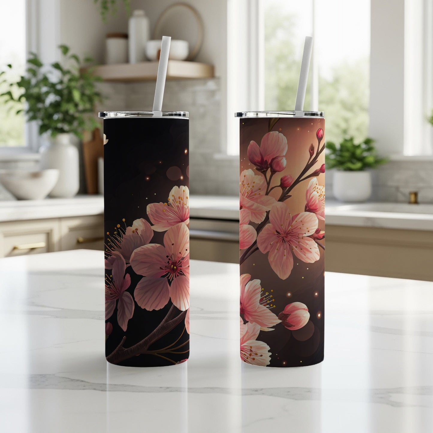 Beautiful Cherry Blossom Design Insulated Tumbler Cup