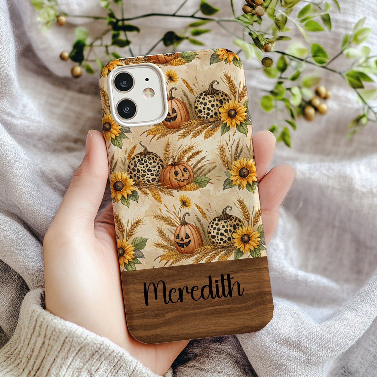 Custom Sunflowers and Pumpkins Meredith Phone Case