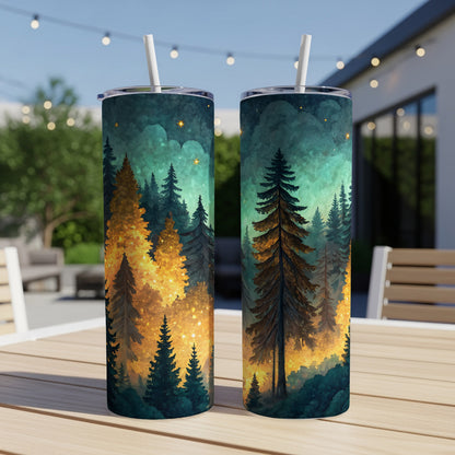 Scenic Forest Night Illustration Tumbler Set