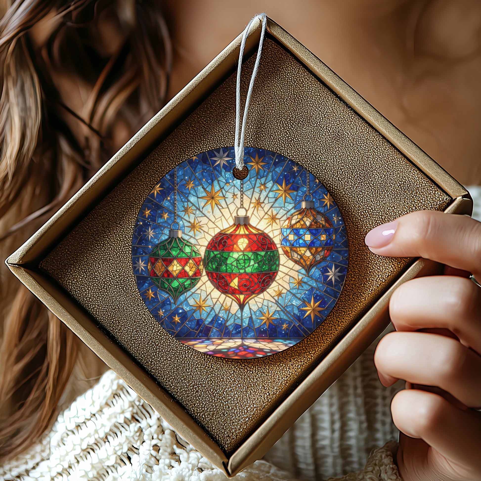 Vibrant Festive Ornaments Round Christmas Ornament product