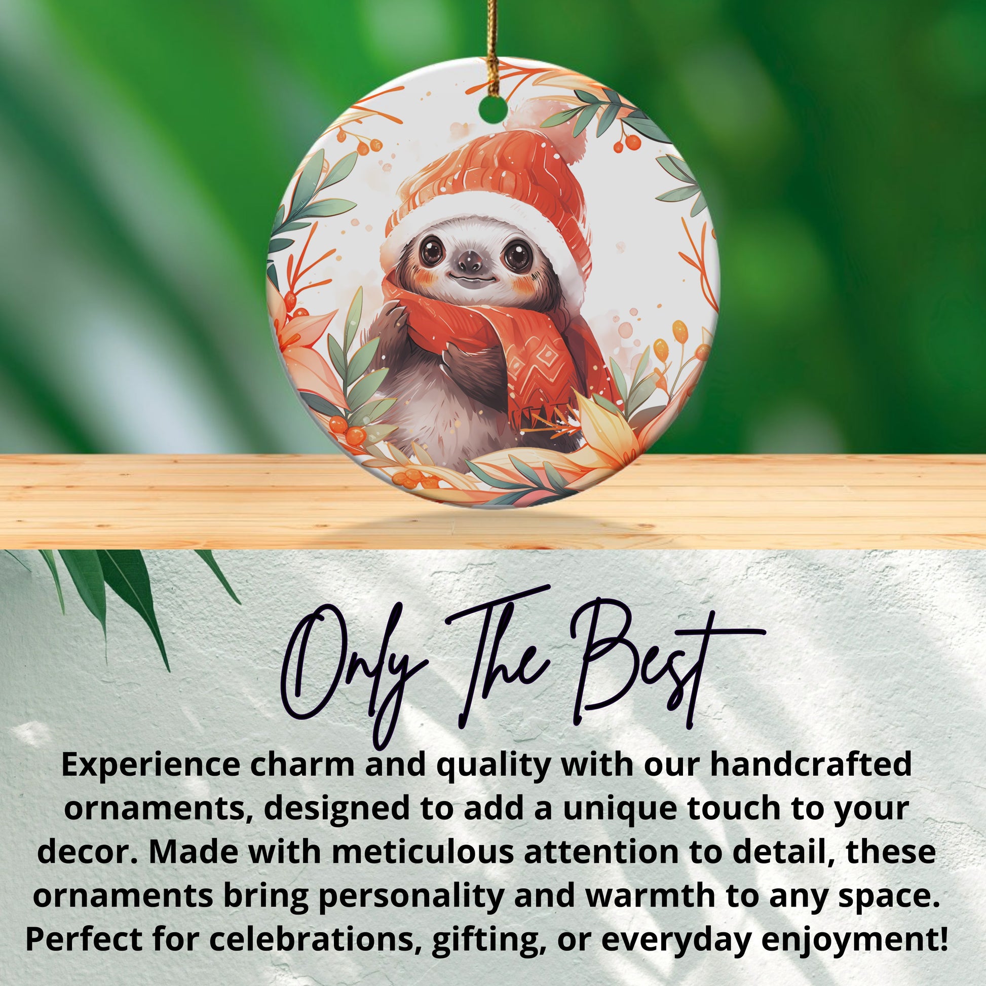 Adorable Festive Sloth Ornament Cute Decoration product type