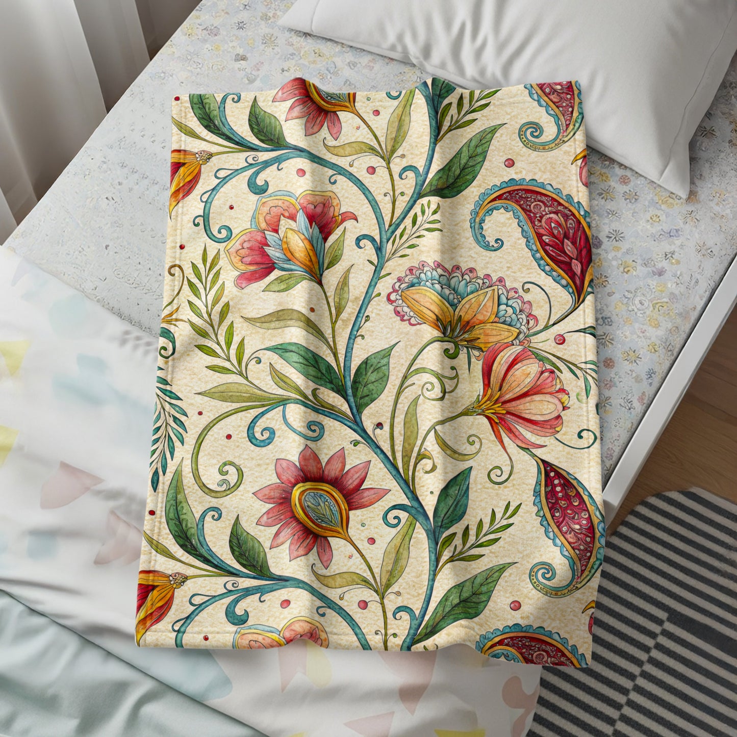 Exotic Floral Delight a Unique Pattern Velveteen Plush Blankets - Walk Greener