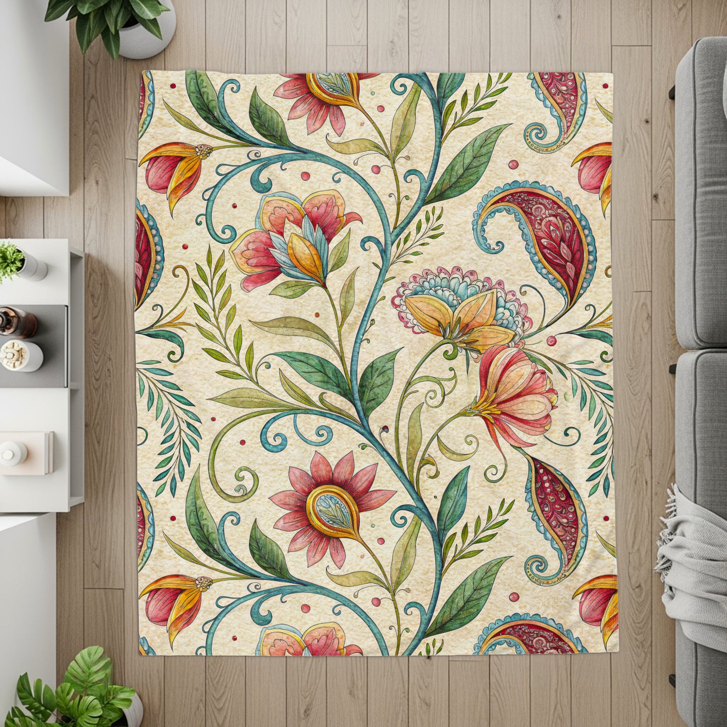 Exotic Floral Delight a Unique Pattern Velveteen Plush Blankets - Walk Greener