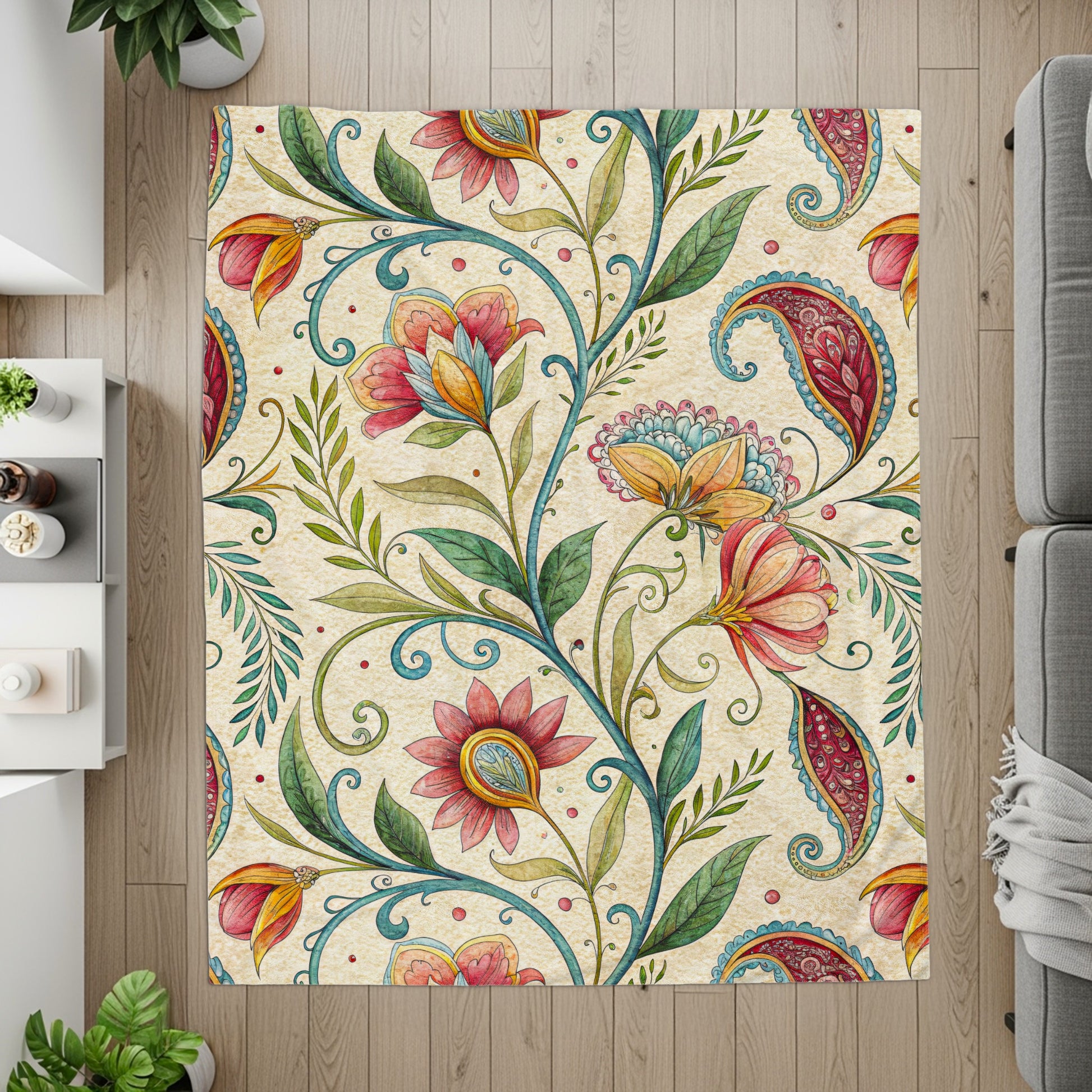 Exotic Floral Delight a Unique Pattern Velveteen Plush Blankets - Walk Greener