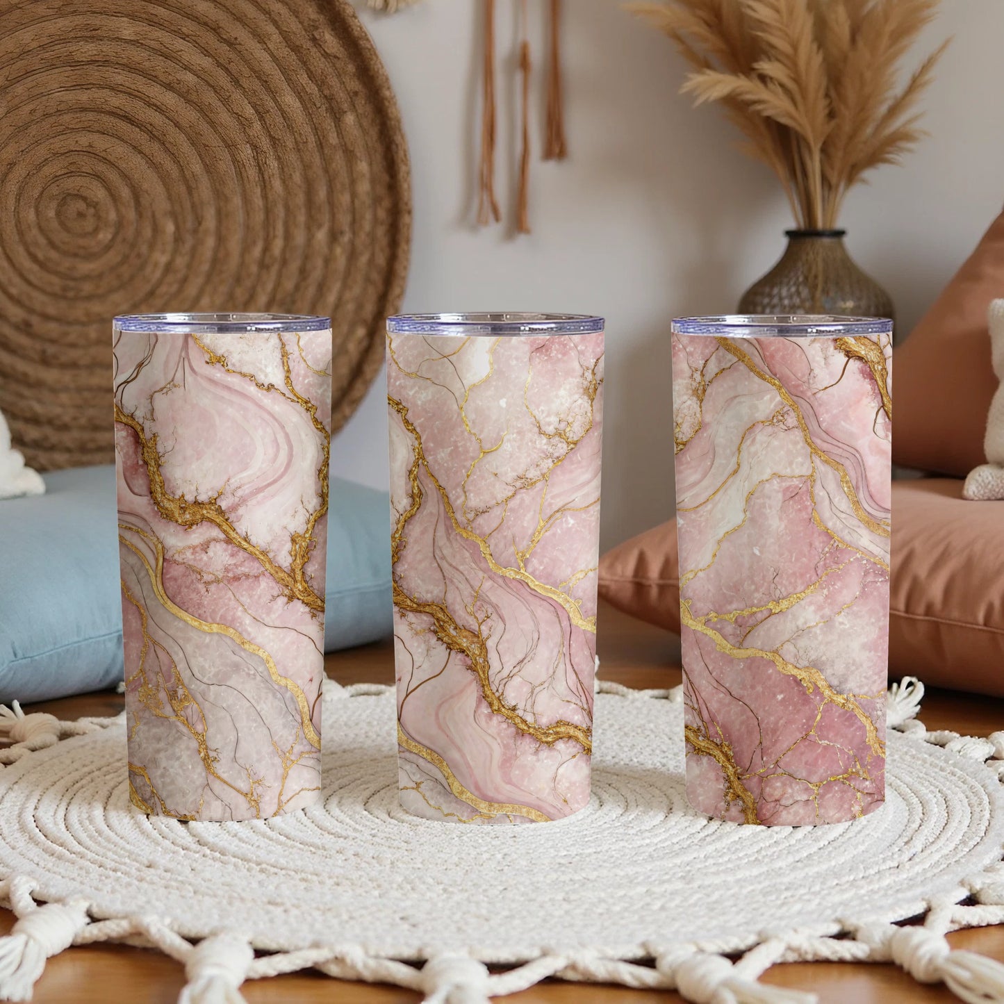 Elegant Pink and Gold Marble Design Tall Tumbler