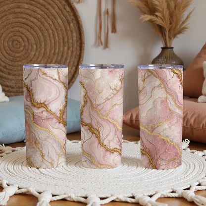 Elegant Pink and Gold Marble Design Tall Tumbler