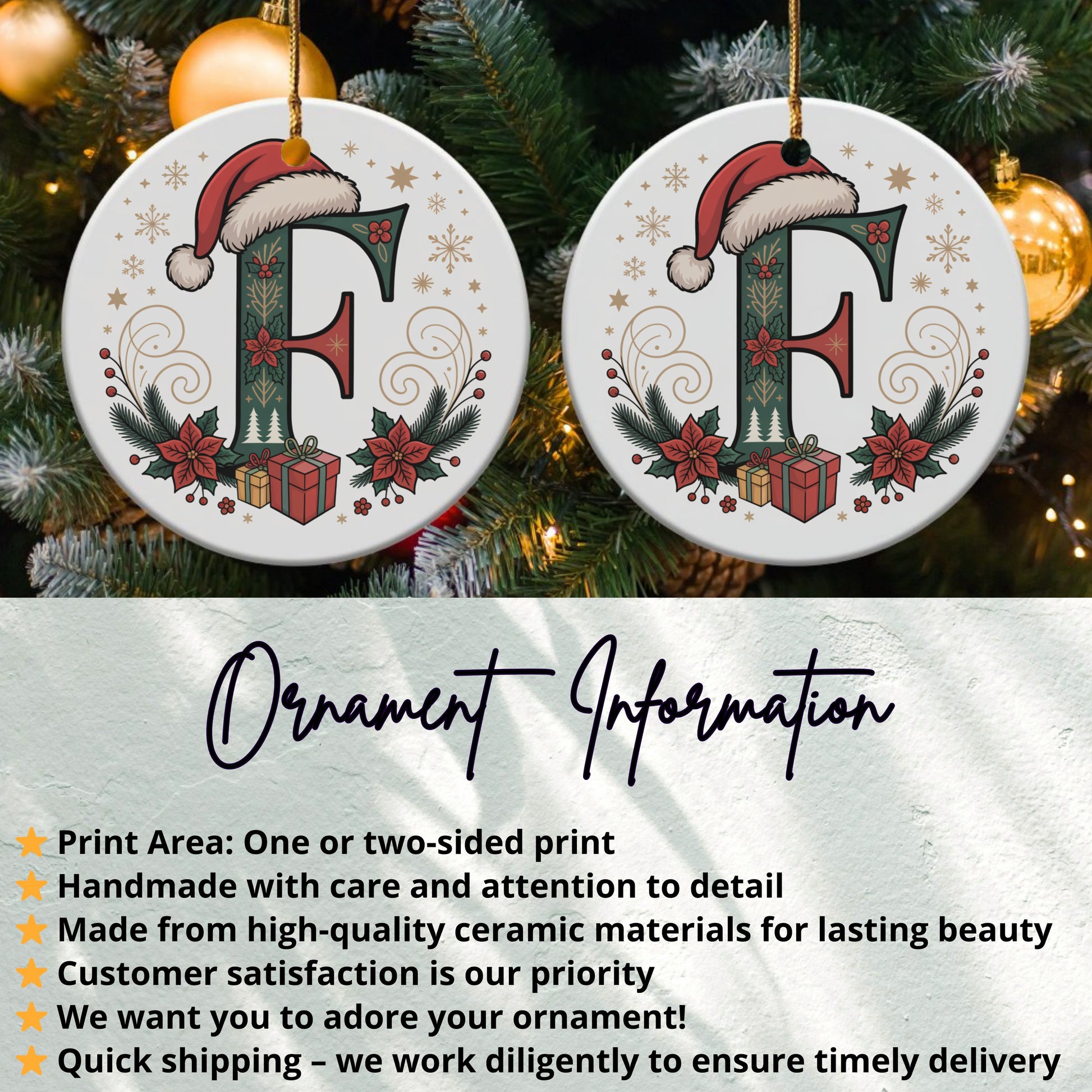 Festive Personalized Initial Ornament Holiday Decor product