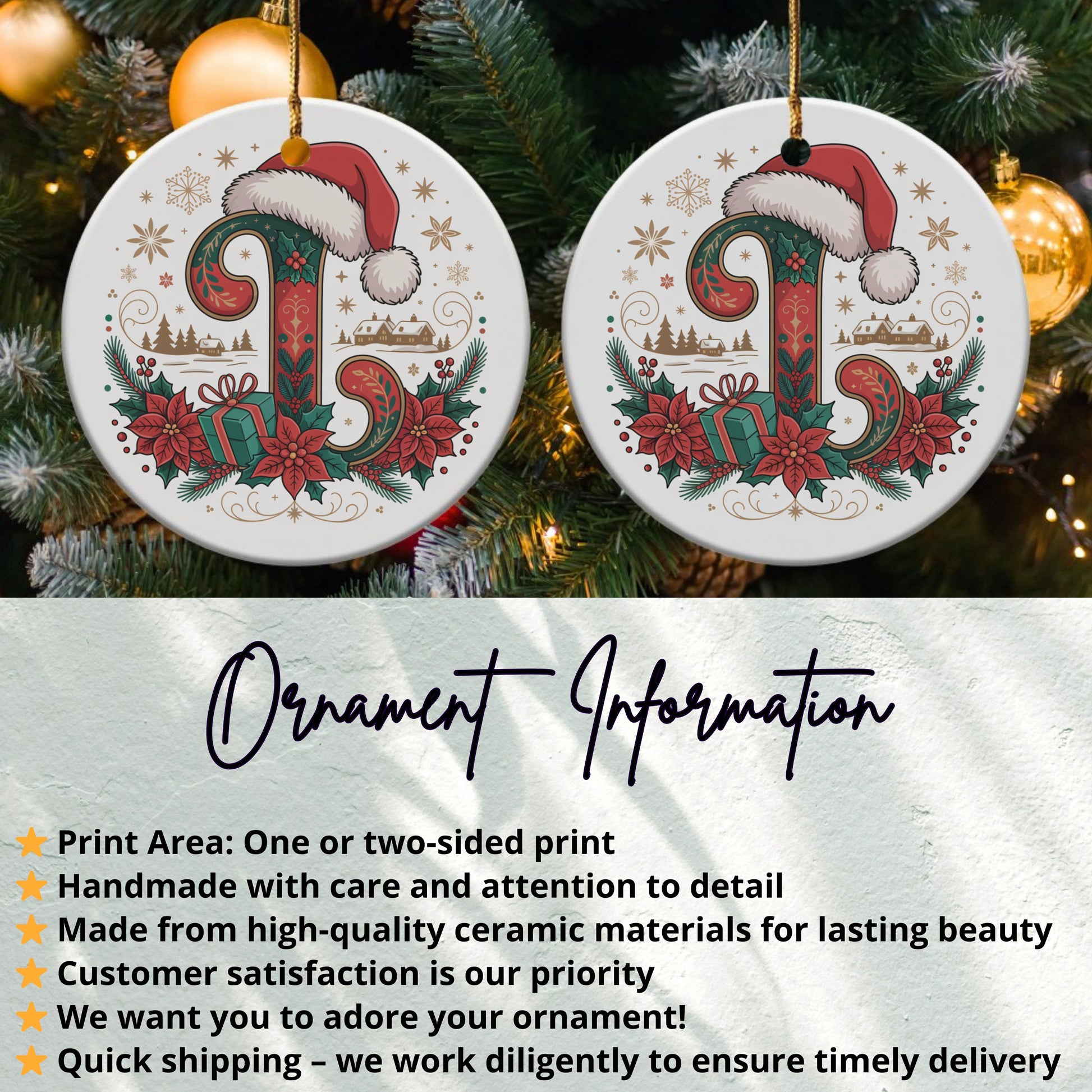 Santa and Sleigh Festive Round Ornament product type