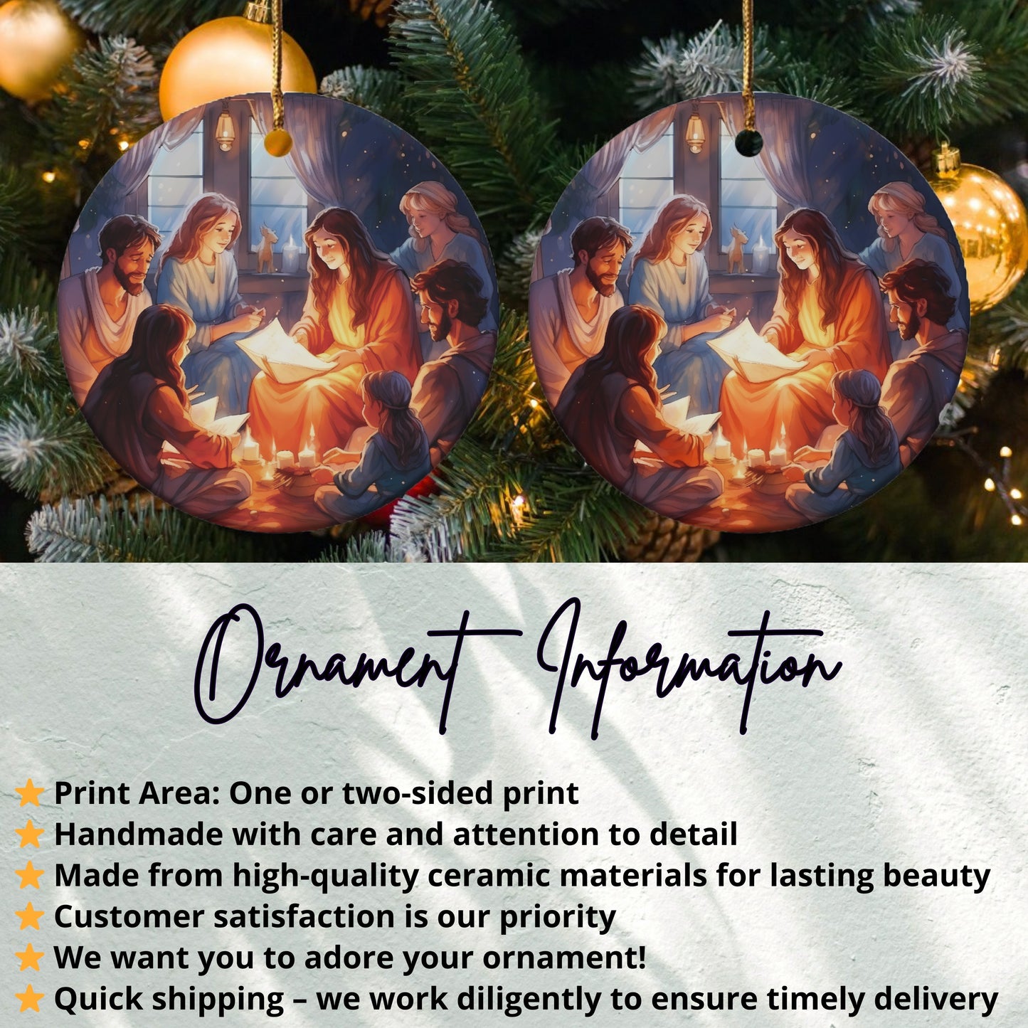 Nativity Scene with Family Holiday Ornament product type