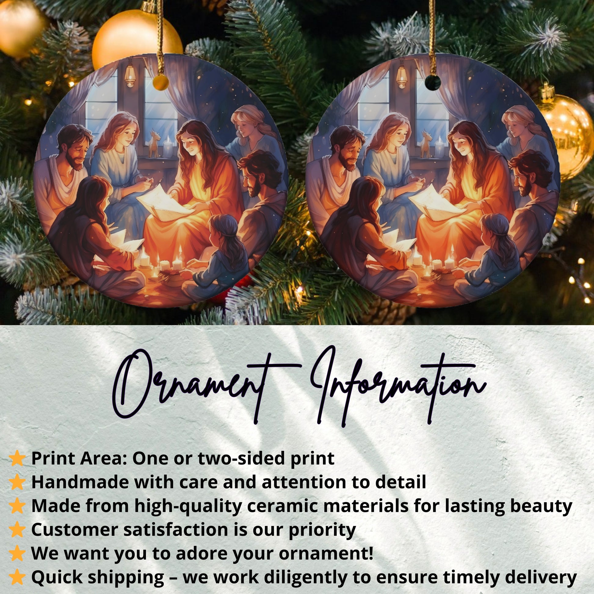 Nativity Scene with Family Holiday Ornament product type