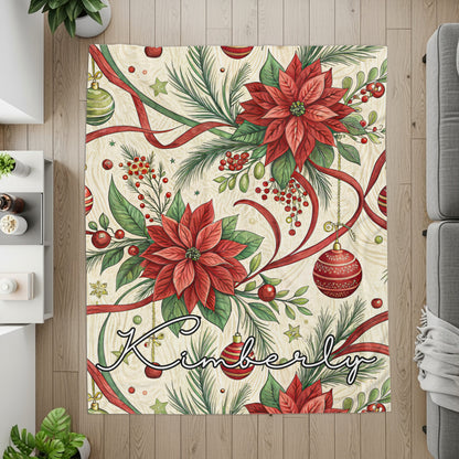 Kimberly Christmas Poinsettia Festive Blanket