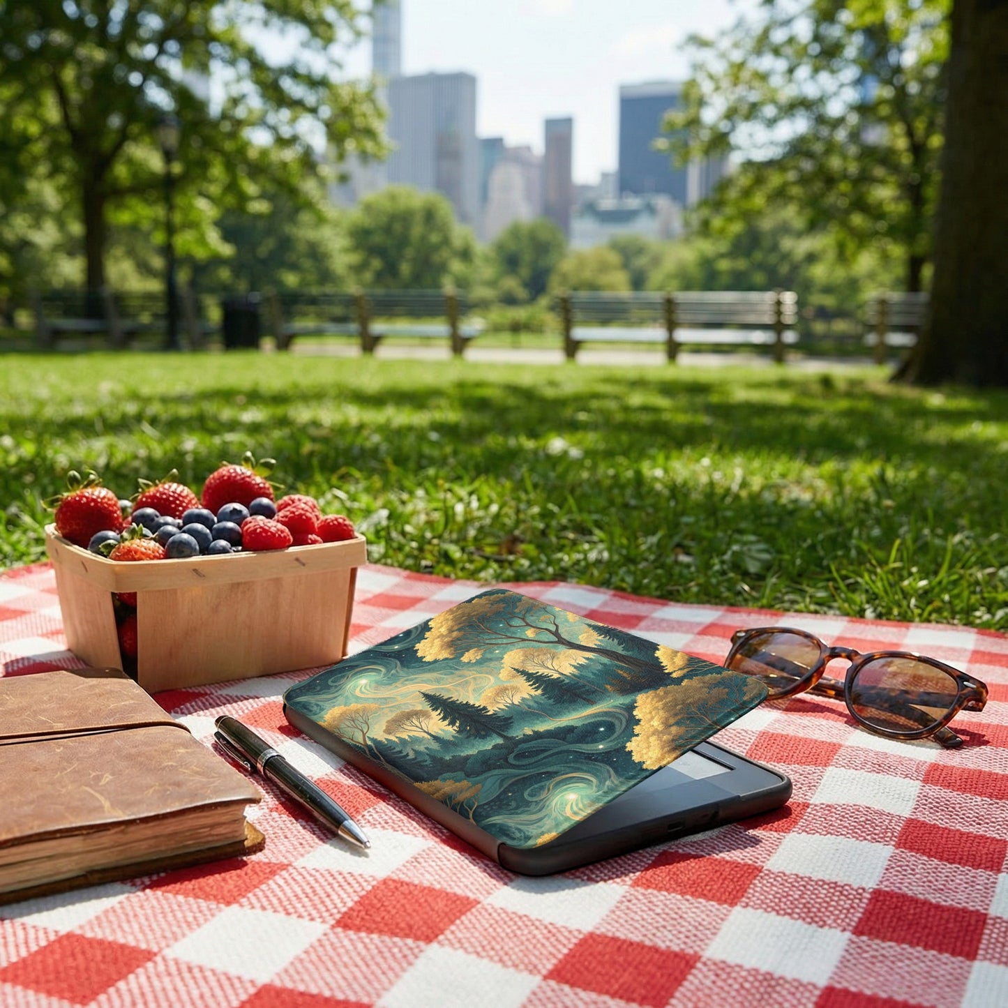 Scenic Forest Design E-Reader Cover with Hardcover Notebook