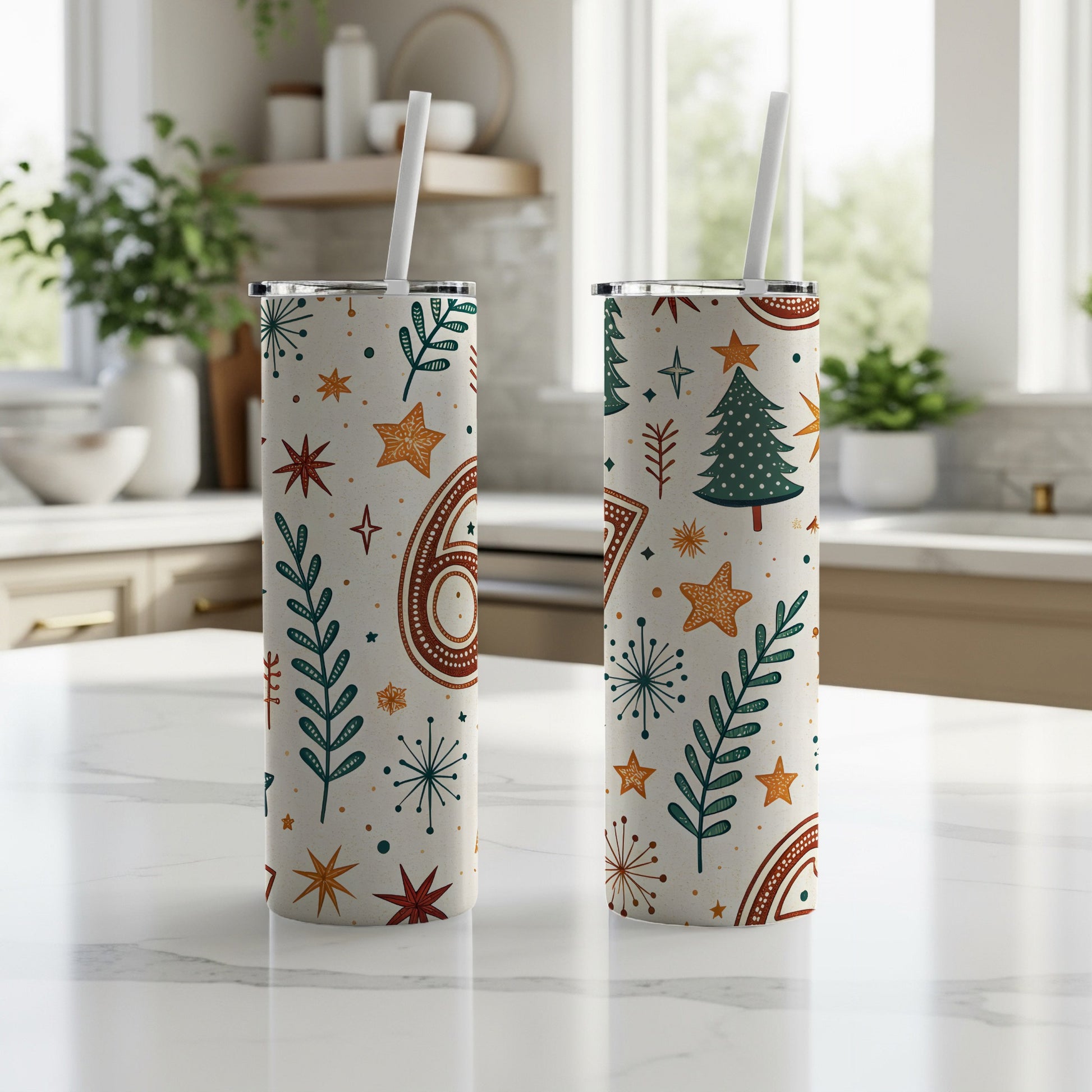 Holiday Themed Tumblers with Festive Designs