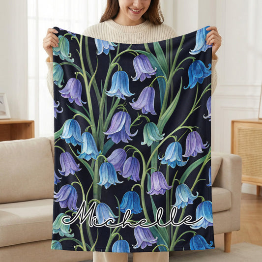 Blue Bell Flowers Personalized Throw Blanket