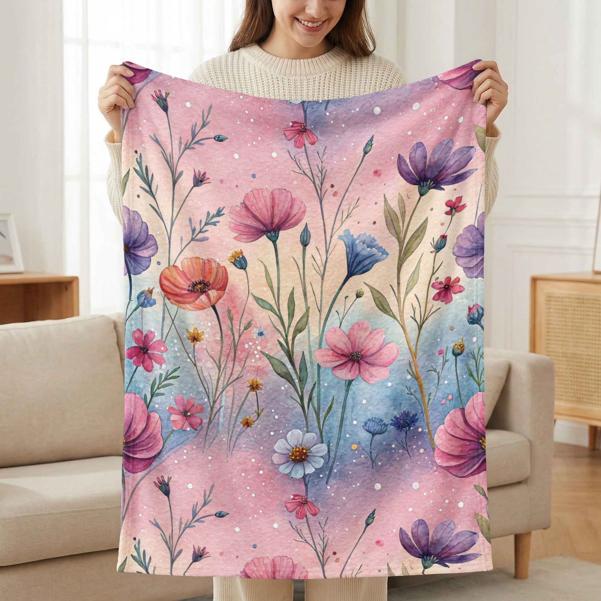 Pastel Watercolor Floral Pattern Summer Time Spring Design - Walk Greener