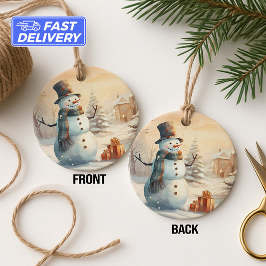Snowman Scene Double Sided Holiday Ornament product