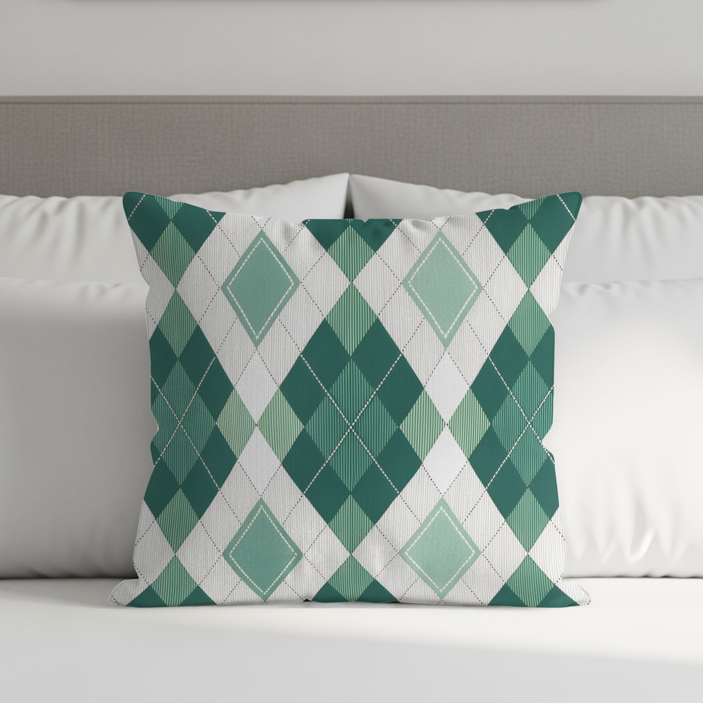 Green Diamond Pattern Throw Pillow for Home Decoration