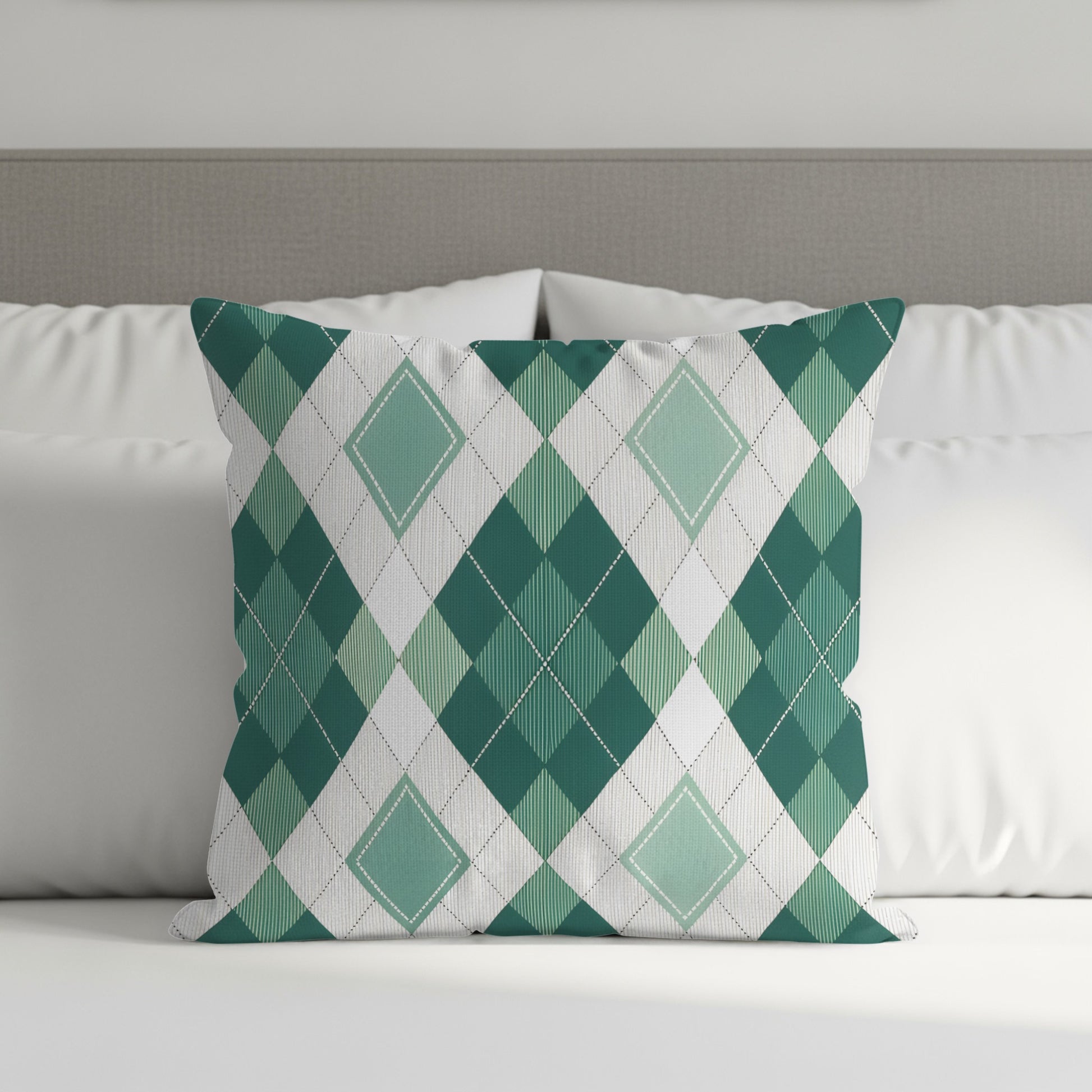 Green Diamond Pattern Throw Pillow for Home Decoration