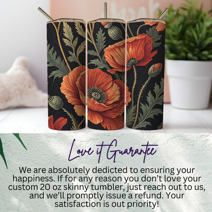 Custom 20 oz Skinny Tumbler with Floral Design