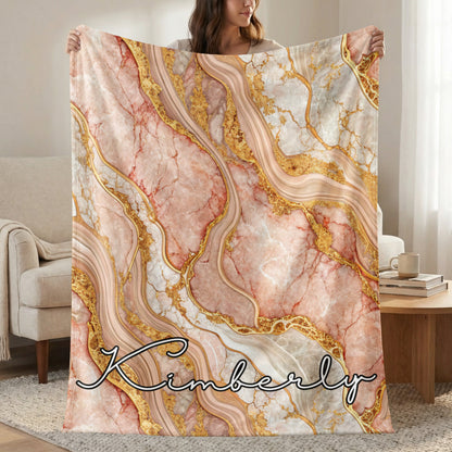 Personalized Name Kimberly Marble Custom Blanket