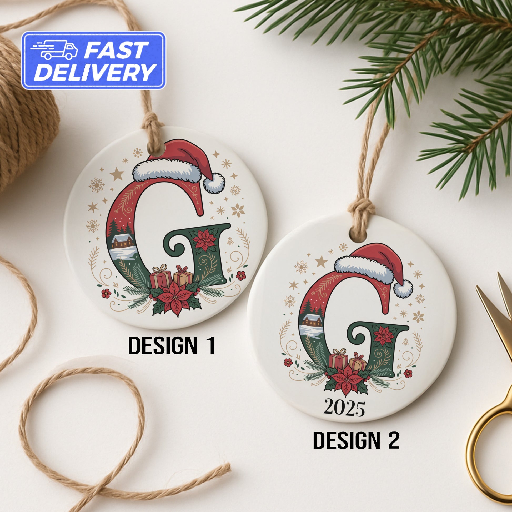Personalized Christmas Initial Ornament product