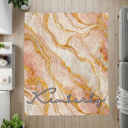 Customizable Marble Effect with Name Area Rug
