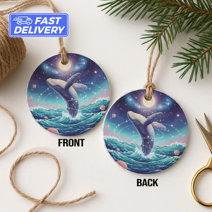 Cosmic Whale Design Double-Sided Holiday Ornament product type