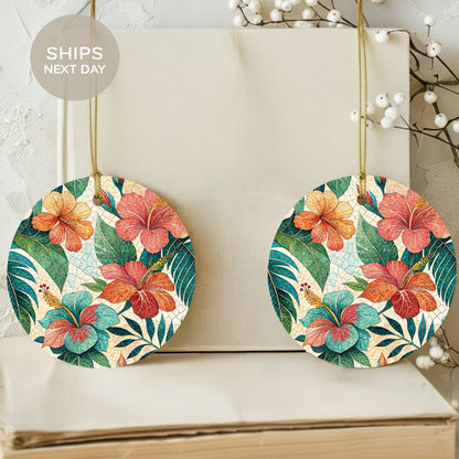 Vibrant Floral Pattern Round Hanging Ornaments